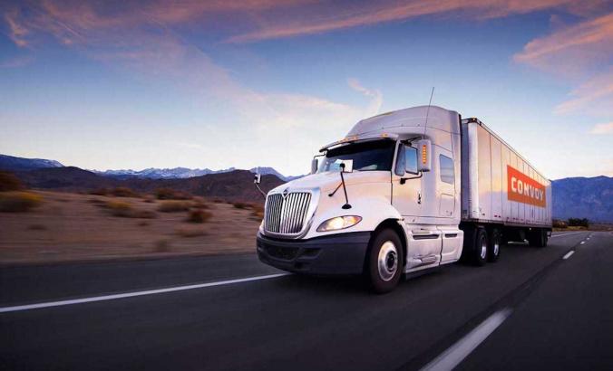 Convoy truck at dusk