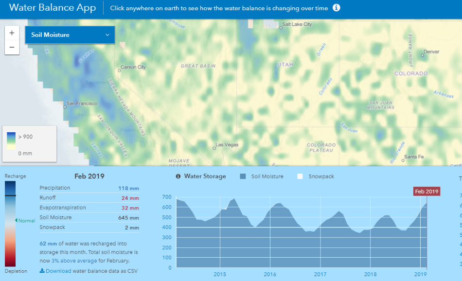 ArcGIS水平衡在美国的土壤水分水平应用视图